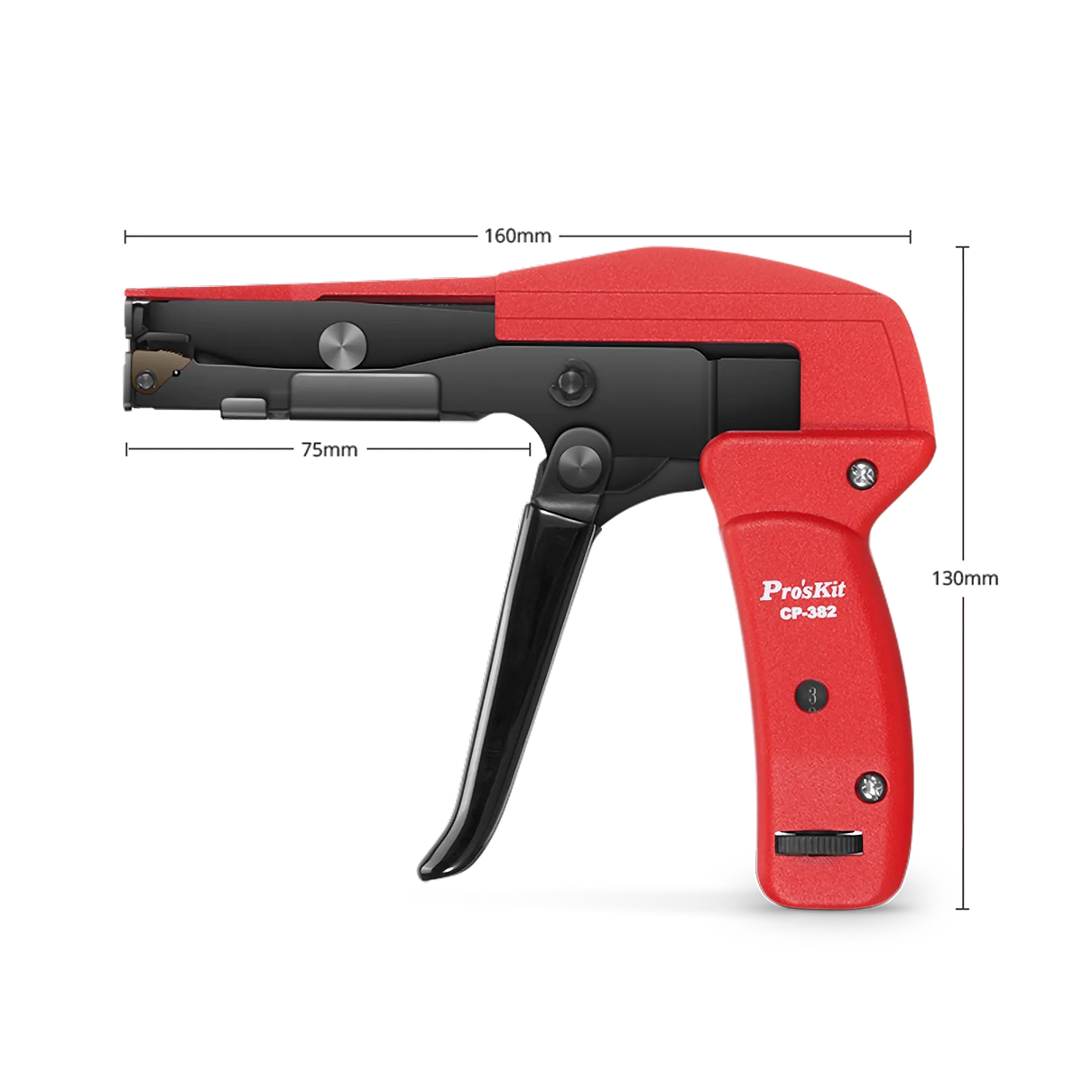 FyberOptix Pro'sKit® Cable Tie Gun, for Cable Tie Width From 2.2 to 4.8mm