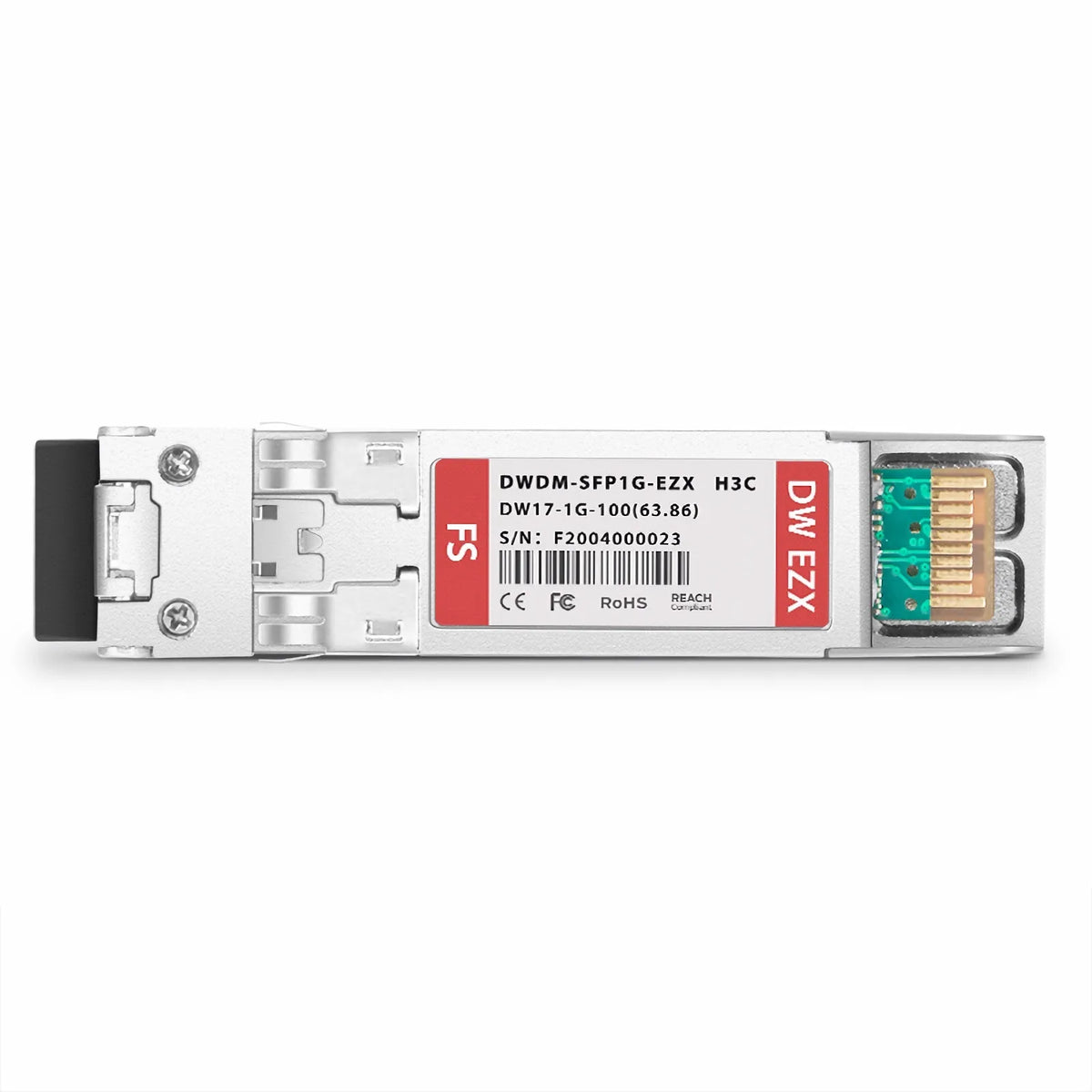 FyberOptix H3C C17 DWDM-SFP1G-63.86-100 Compatible SFP 1000BASE-DWDM 1563.86nm 100GHz 100km DOM Duplex LC/UPC SMF Optical Transceiver Module for Transmission