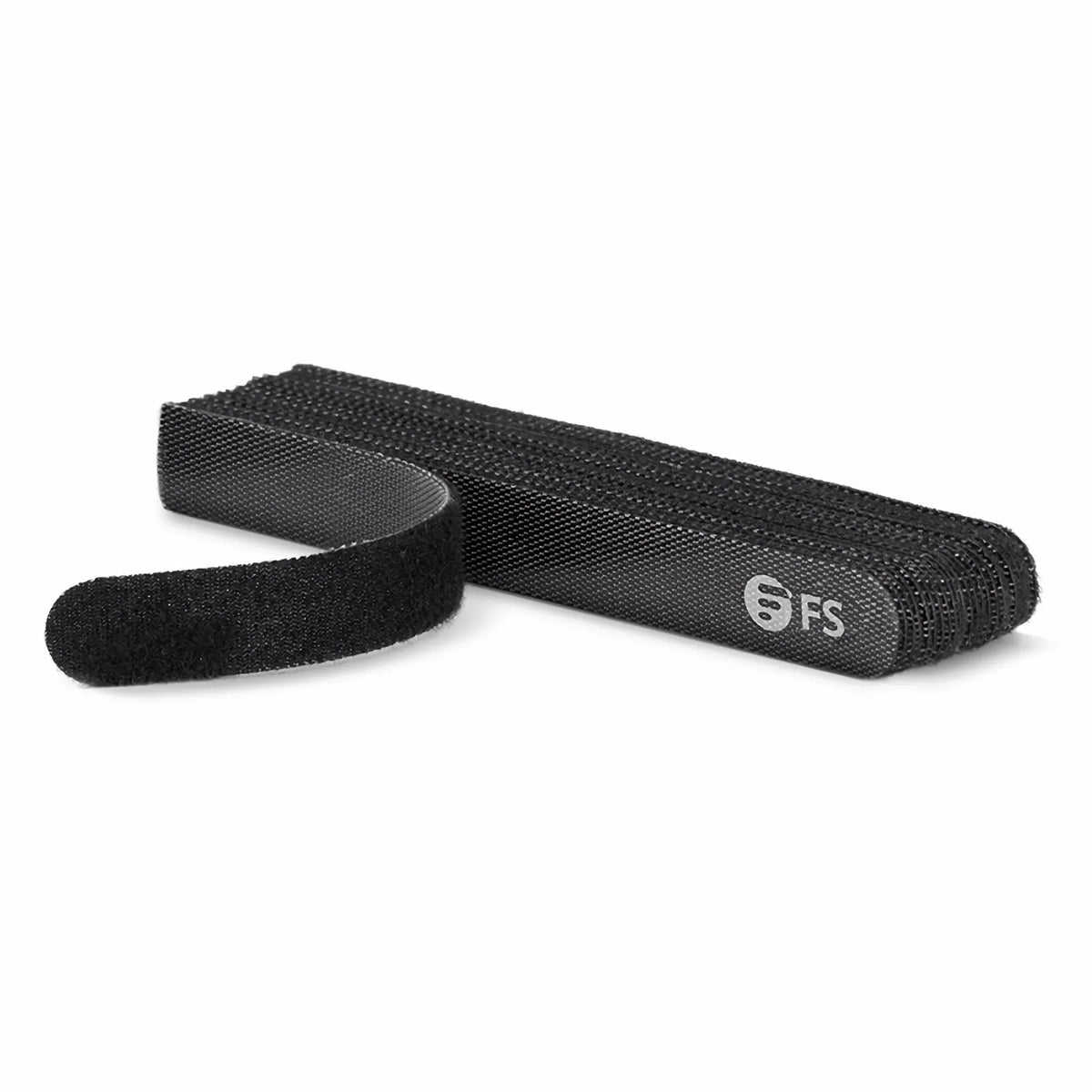 FyberOptix 25pcs/Bag 5.12in.L x 0.59in.W Hook and Loop Cable Ties, Pre-Cut Design, Self-bundling, Black