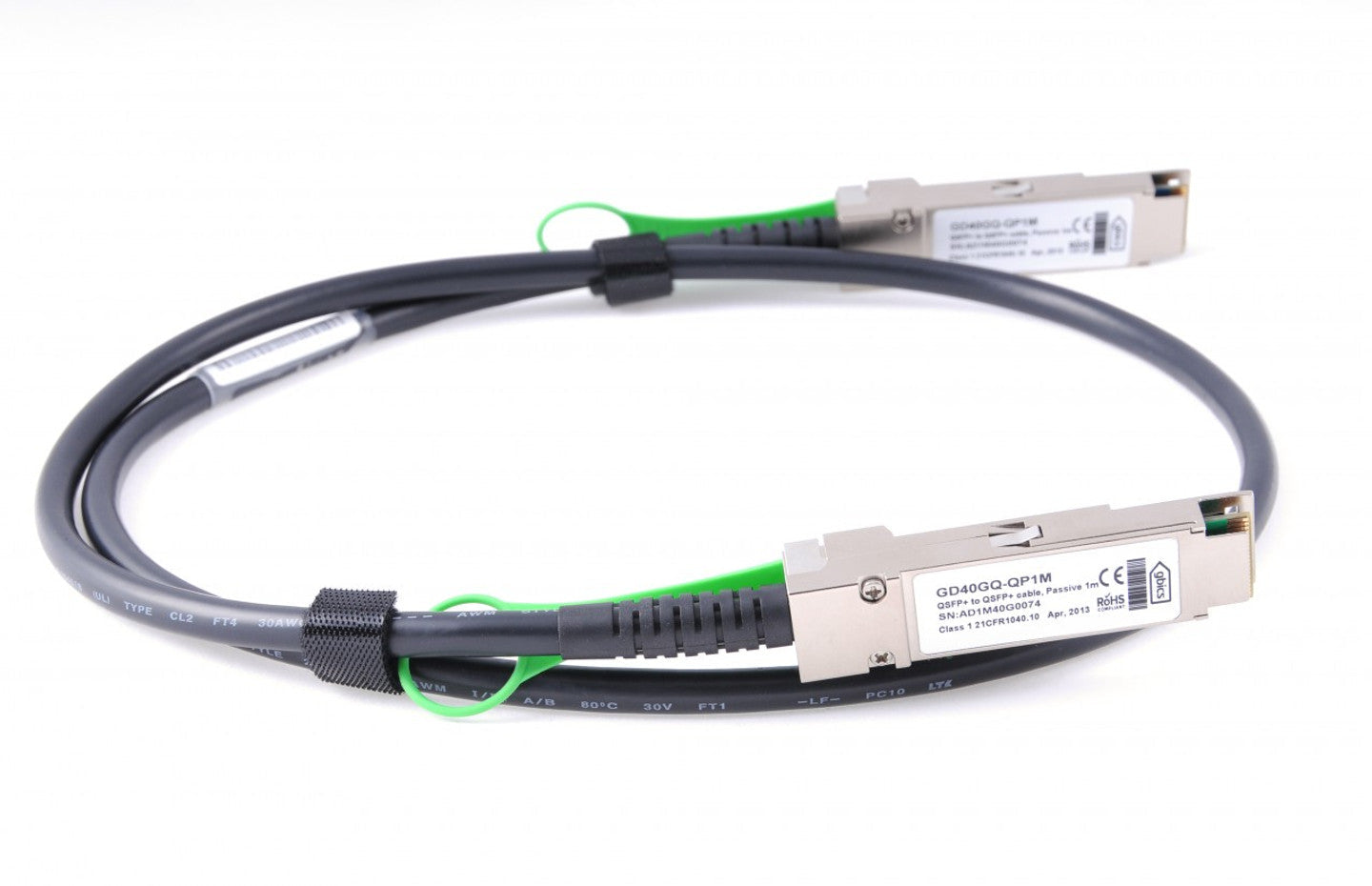 DAC-QSFP-40G-1M - Dell EMC Compatible - 1m 40G QSFP+ Passive Direct Attach Copper Cable