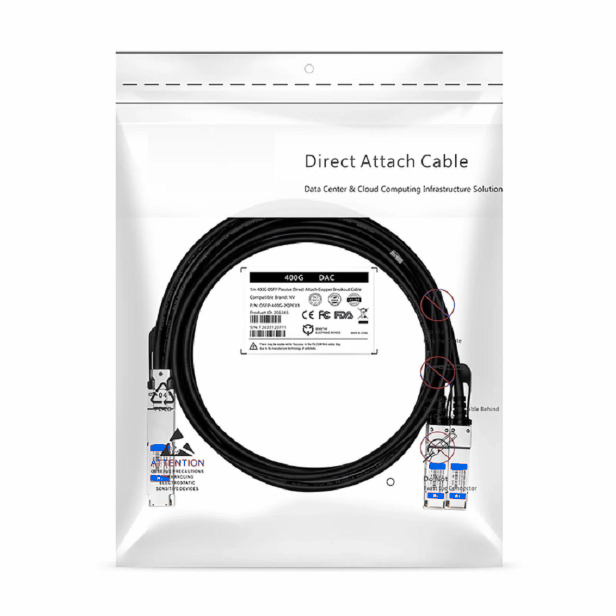 FyberOptix 1m (3ft) NVIDIA/Mellanox MCP7Y60-H001 Compatible 400G OSFP 8 x 50G PAM4 Finned Top to 2 x 200G QSFP56 4 x 50G PAM4 InfiniBand HDR Passive Direct Attach Copper Breakout Cable for Quantum-2 Switches and ConnectX-6 HCA