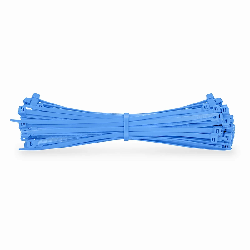 FyberOptix 100Pcs/Pack 8in.L x 0.18in.W Self-Locking Nylon Cable Ties, Blue