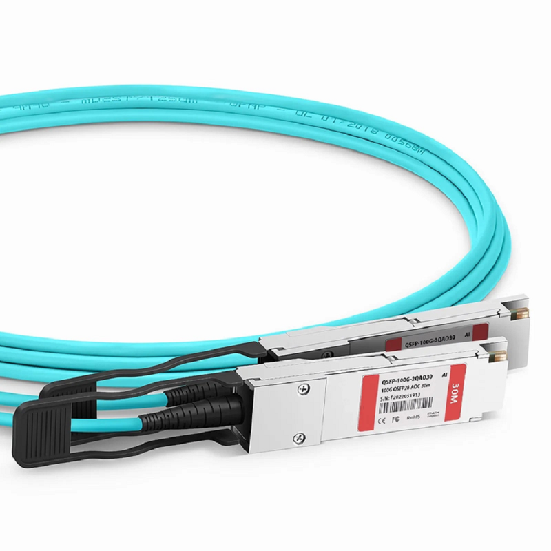 FyberOptix 100m (328ft) Cisco Compatible 100G QSFP28 4 x 25G NRZ to 2 x 50G QSFP28 2 x 25G NRZ Active Optical Breakout Cable