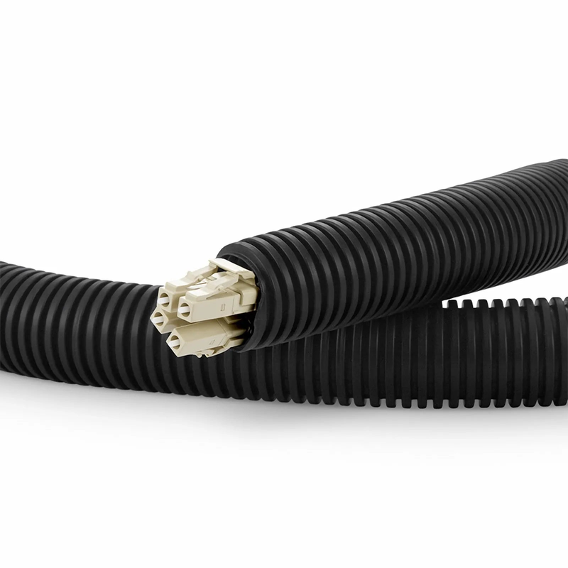 FyberOptix 25m (82ft) Black Flame Retardant Polypropylene Convoluted Tubing, 19mm Inside Diameter