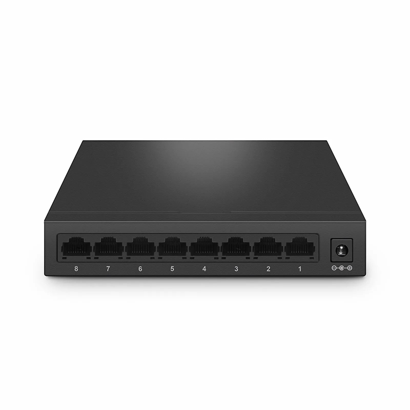 FyberOptix S1900-8T, 8-Port Gigabit Ethernet L2 Unmanaged Switch, 8x 10/100/1000BASE-T RJ45, Metal, Fanless, Desktop/Wall-Mount