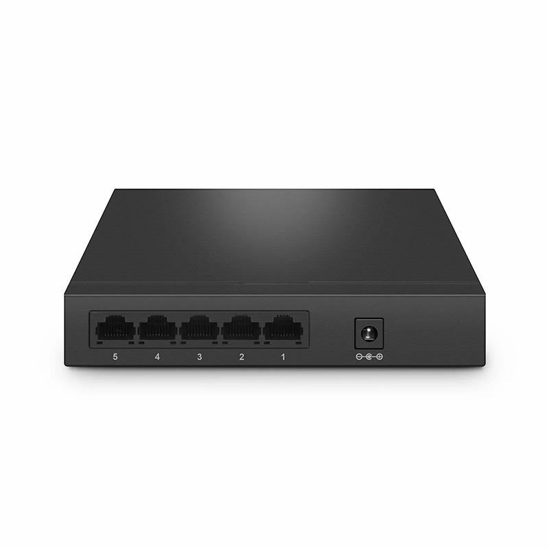 FyberOptix S1900-5T, 5-Port Gigabit Ethernet L2 Unmanaged Switch, 5x 10/100/1000BASE-T RJ45, Metal, Fanless, Desktop/Wall-Mount