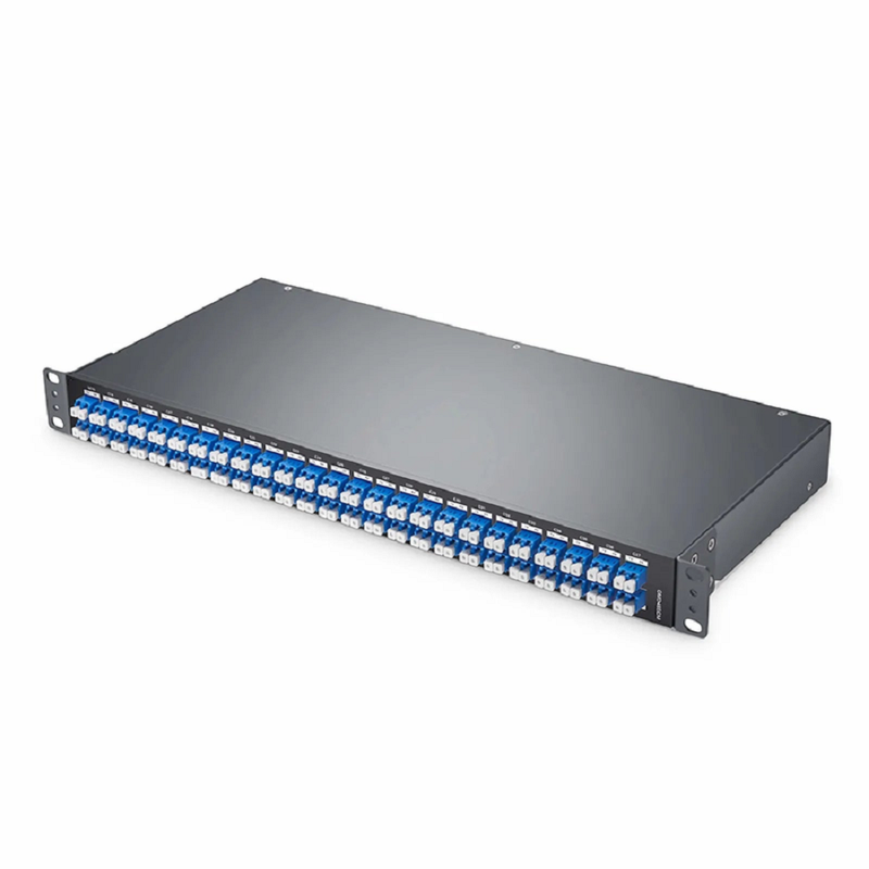 FyberOptix OMD48ECM, 48 Channels 100GHz C14-C61 Passive, Dual Fiber DWDM Mux and Demux with Monitor Port, LC/UPC, 1U Rack