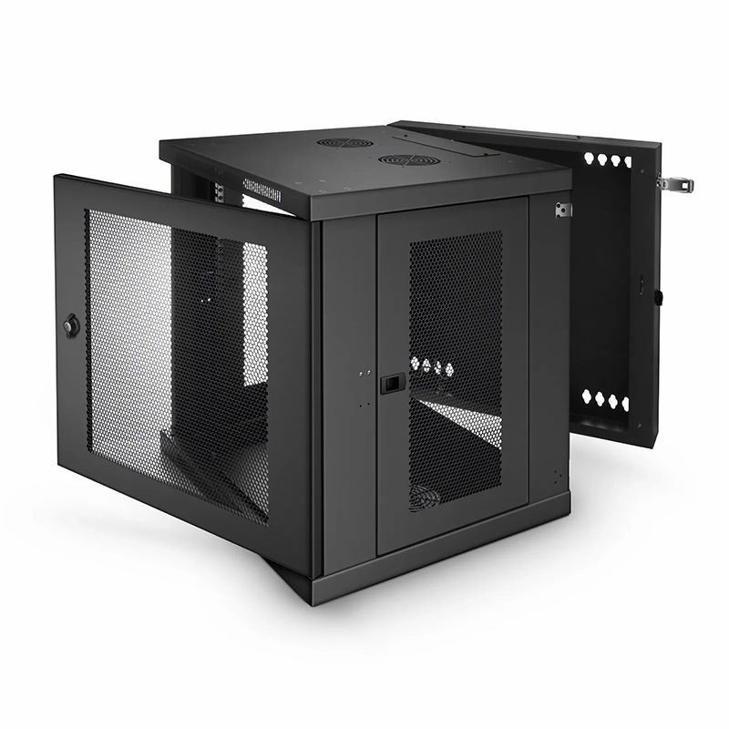 FyberOptix 12U GV600-Series 19" 4-Rails Wall Mount Cabinet with Vented Front Door, Hinged Back