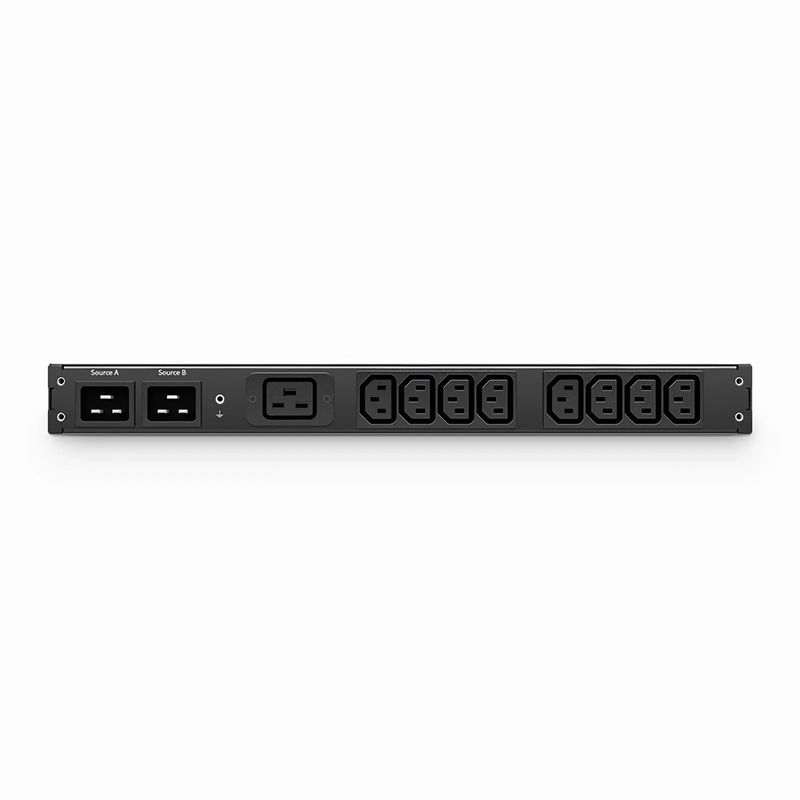 FyberOptix APCA® NetShelter Rack Automatic Transfer Switch, 1U, 16A, 230V, 2 C20 IN, 8 C13, 1 C19 OUT