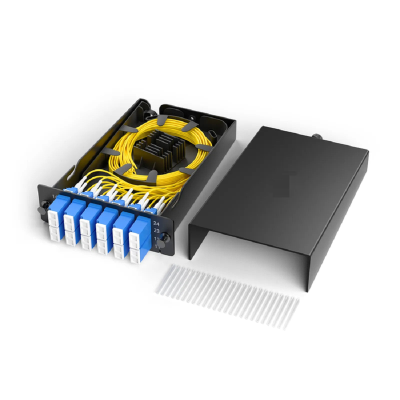 FyberOptix FHDâ„¢ LC Splice Cassette with Pigtails, 12 Fibers OS2 Single Mode, 6 x LC APC Duplex (Green), 0.3dB Max.