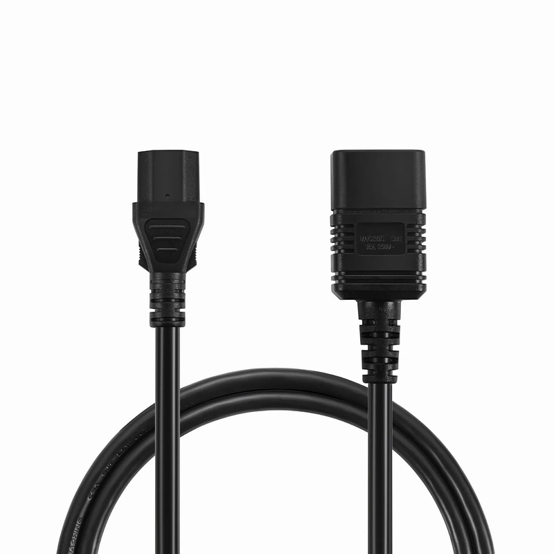FyberOptix 3ft (0.9m) IEC60320 C20 to IEC60320 C13 14AWG 250V/15A Power Cord, Black
