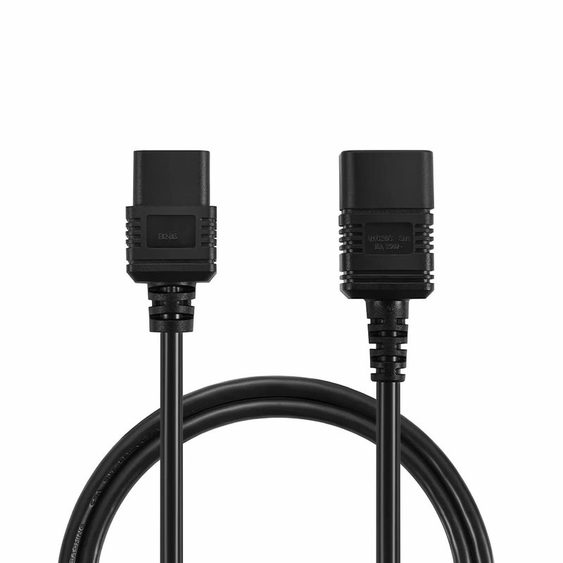 FyberOptix 4ft (1.2m) IEC60320 C20 to IEC60320 C19 12AWG 250V/20A Power Extension Cord, Black