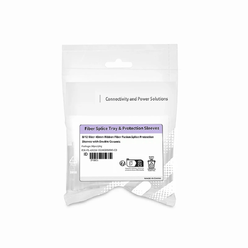 FyberOptix 40mm Ribbon Fiber Fusion Splice Protection Sleeves for 8/12 Fibers, 50pcs/pkg