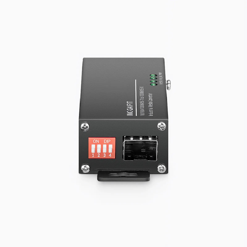 FyberOptix Mini Industrial Unmanaged 1x 10/100/1000Base-T RJ45 to 1x 1000Base-X SFP Gigabit Ethernet Media Converter, American Plug Standard