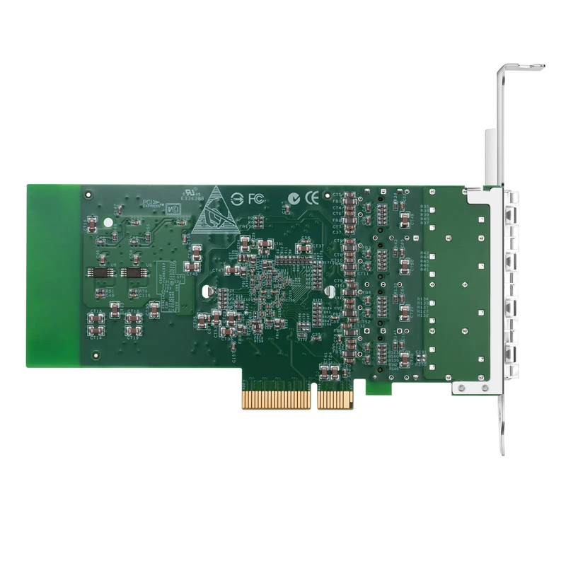 FyberOptix Intel I350-AM4 Based Ethernet Network Interface Card, 1G Quad-Port SFP, PCIe 2.0 x4, Comparable to Intel I350-F4, Tall&Short Bracket
