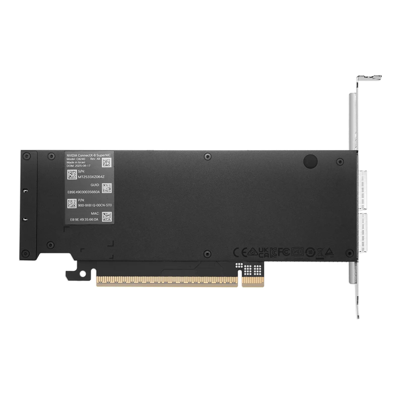 FyberOptix NVIDIA Mellanox C8240 900-9X81Q-00CN-ST0 ConnectX®-8 InfiniBand & Ethernet Adapter Card, Socket-Direct NDR IB/400GbE Eth,Dual-port QSFP112, PCIe 6.0 x16, Crypto and Secure Boot, Tall&Short Bracket