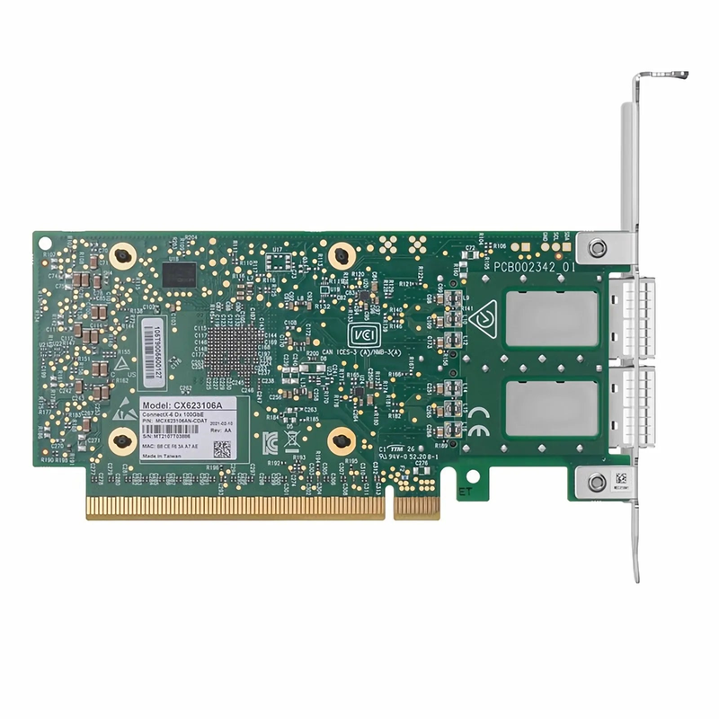 FyberOptix NVIDIA Mellanox MCX623106AN-CDAT ConnectX®-6 Dx EN Network Interface Card, 100GbE Dual-Port QSFP56, PCIe4.0 x 16, Tall&Short Bracket