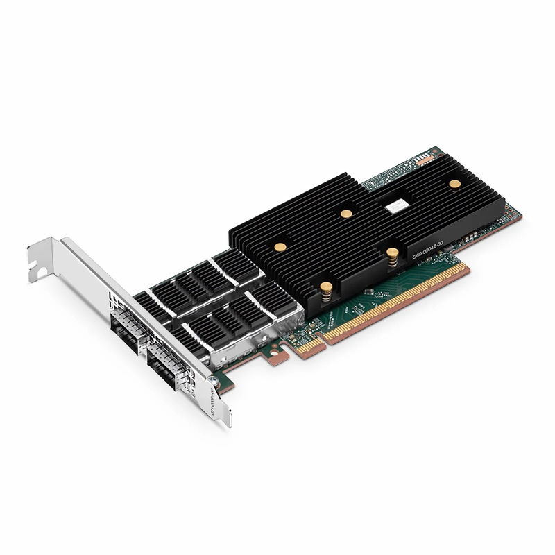FyberOptix Broadcom® BCM957608-P2200GQF00 Ethernet Network Interface Card, 200G Dual-Port QSFP112, PCIe 5.0 x 16, Standard & Low Profile