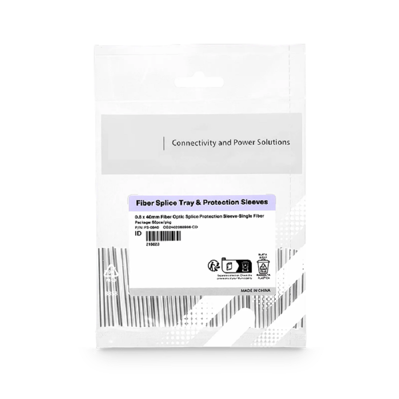FyberOptix 0.8 x 40mm Fiber Optic Splice Protection Sleeve, Single Fiber, 50pcs/pkg