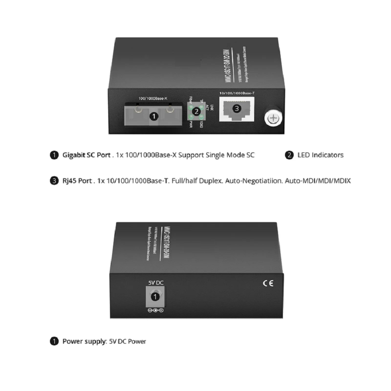 FyberOptix Managed 1x 10/100/1000Base-T RJ45 to 1x 100/1000Base-X Multimode SC Duplex 850nm 550m Gigabit Ethernet Media Converter, Slide-in Module, British Plug Standard
