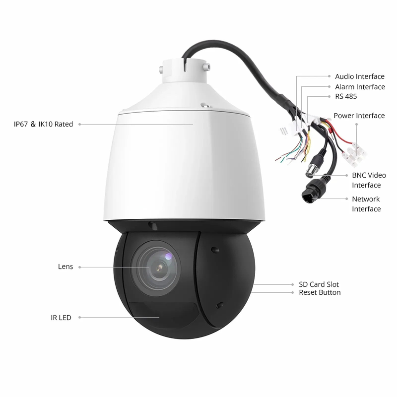 FyberOptix IPC425-4M-P, Super HD 4MP PTZ Dome Network Camera, Pan Tilt 25X Optical Zoom, IP67 & IK10 PoE Network Camera with Varifocal 4.8-120mm Lens