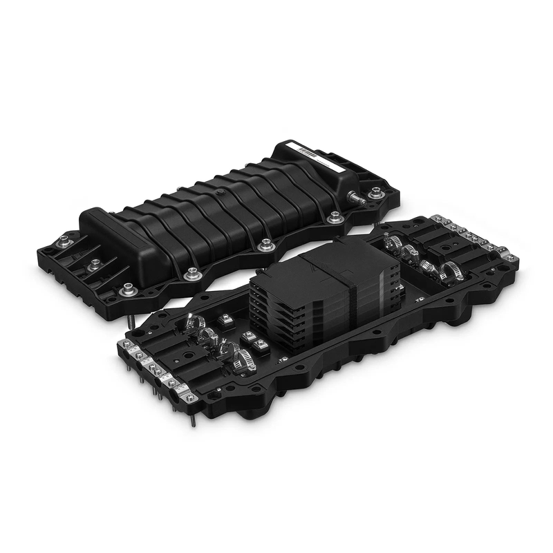 FyberOptix 144 Fibers 4In-4Out In-Line Fiber Optic Splice Closure, Mechanical Seal, with 1 Pre-installed Fusion Splice Tray