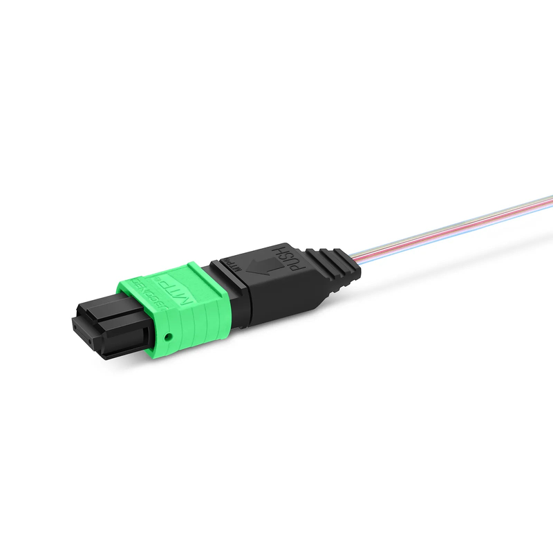 FyberOptix 1m (3ft) MTP® Fiber Pigtail, MTP-12® APC (Female) to Unterminated, 12 Fibers, Single Mode (OS2), Unjacketed, 12-Color