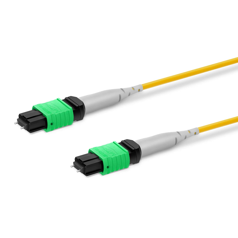 FyberOptix 30m (98ft) MTP® Trunk Cable, MTP®-8 APC (Male) to MTP®-8 APC (Male), 16 Fibers, Single Mode (OS2), Plenum (OFNP), 0.35dB Max, Type B, Double Jacket, Yellow