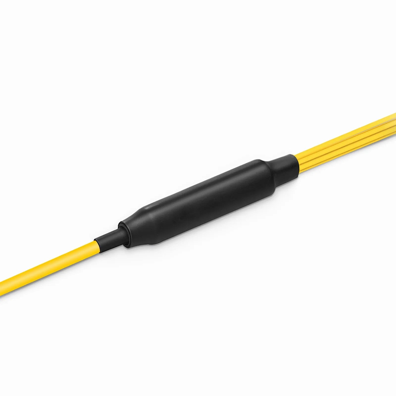 FyberOptix 30m (98ft) MTP® Hybrid Trunk Cable, MTP®-8 APC (Male) to 4 LC UPC Duplex Uniboot, 16 Fibers, Single Mode (OS2), Plenum (OFNP), 0.35dB Max, Type B, Double Jacket, Yellow
