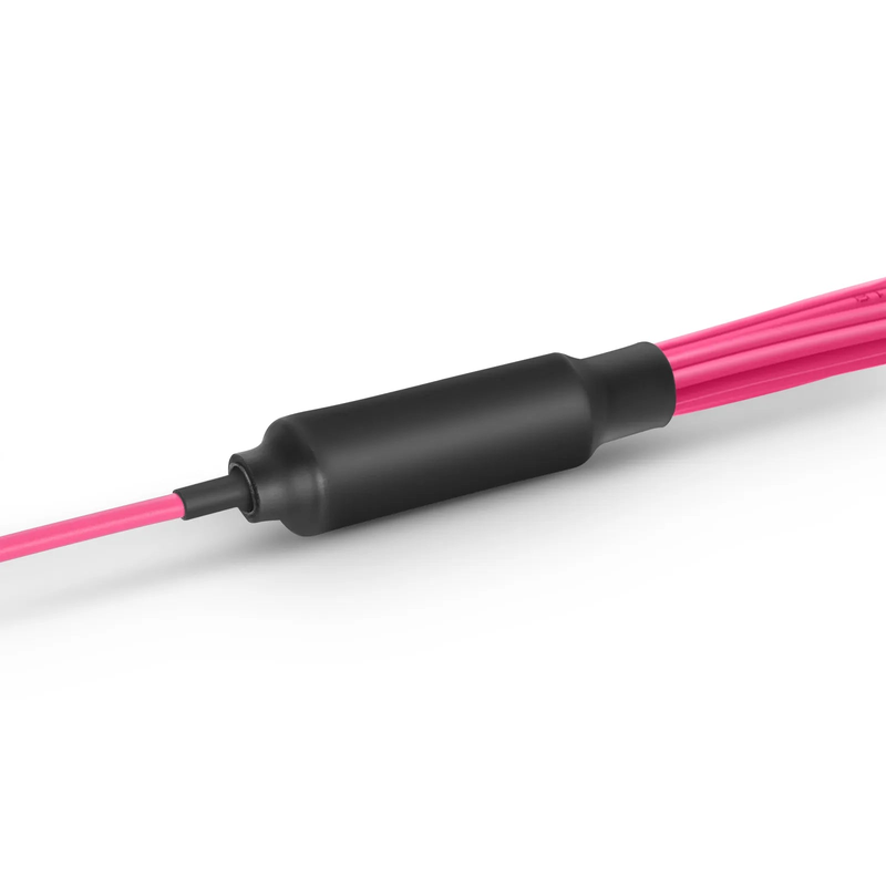 FyberOptix 2m (7ft) MMC Harness, MMC-16 APC (Female) to 8 x LC UPC Duplex, 16 Fibers, Multimode (OM4), Plenum (OFNP), 0.35dB Max, Jumper Polarity, Magenta