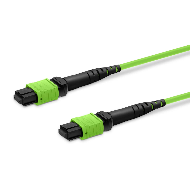 FyberOptix 2m (7ft) MTP® Jumper, MTP®-12 UPC (Female) to MTP®-12 UPC (Female), 12 Fibers, Multimode (OM5), Plenum (OFNP), 0.35dB Max, Type B, Lime Green