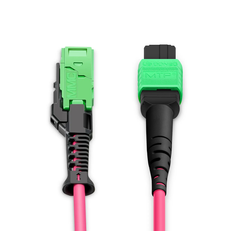 FyberOptix 2m (7ft) MMC Jumper, MMC-16 APC (Female) to MTP®-16 APC (Female), 16 Fibers, Multimode (OM4), Plenum (OFNP), 0.35dB Max, Jumper Polarity, Magenta