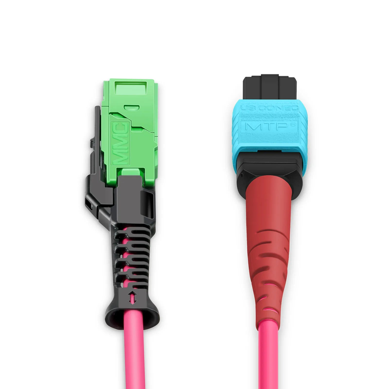 FyberOptix 3m (10ft) MMC Jumper, MMC-24 APC (Female) to MTP®-24 UPC (Female), 24 Fibers, Multimode (OM4), Plenum (OFNP), 0.35dB Max, Jumper Polarity, Magenta