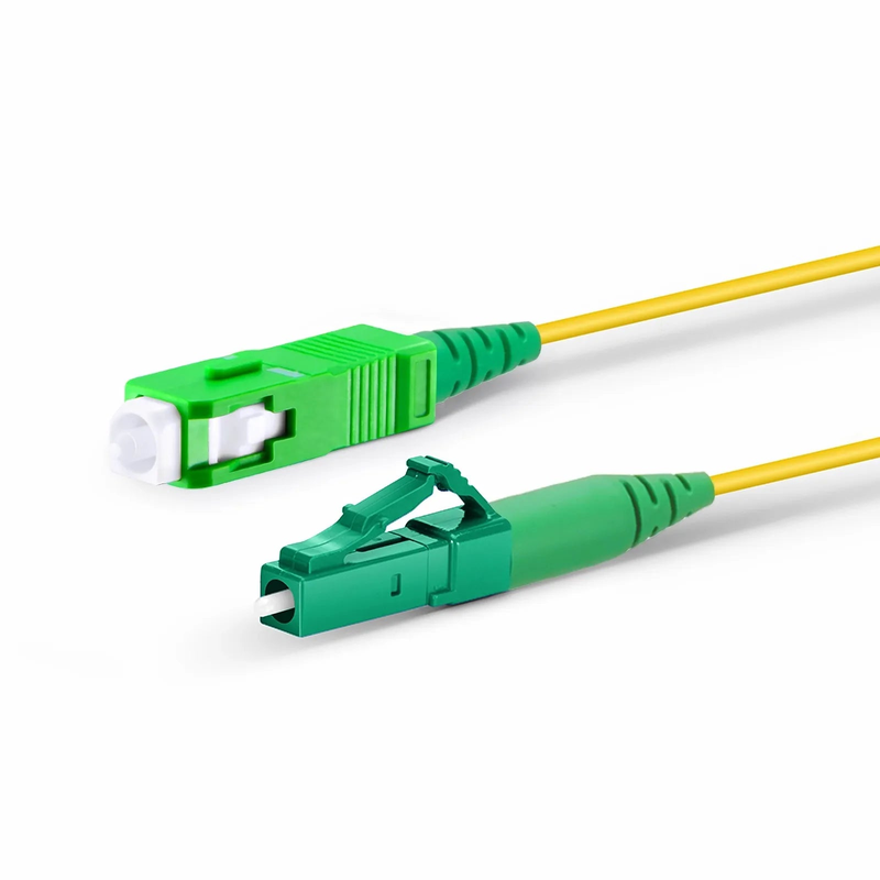 FyberOptix 2m (7ft) Fiber Patch Cable, 1 Fiber, LC APC Simplex to SC APC Simplex, Single Mode (OS2), Riser (OFNR), 1.2mm, Tight-Buffered, Yellow