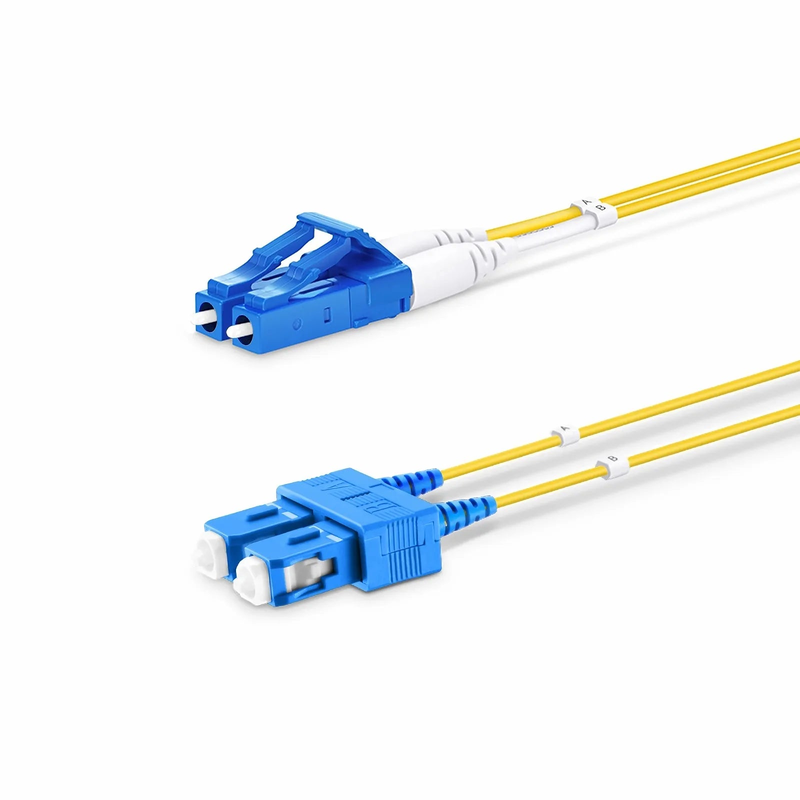 FyberOptix 2m (7ft) Fiber Patch Cable, 2 Fibers, LC UPC Duplex to SC UPC Duplex, Single Mode (OS2), Riser (OFNR), 1.2mm, Tight-Buffered, Yellow