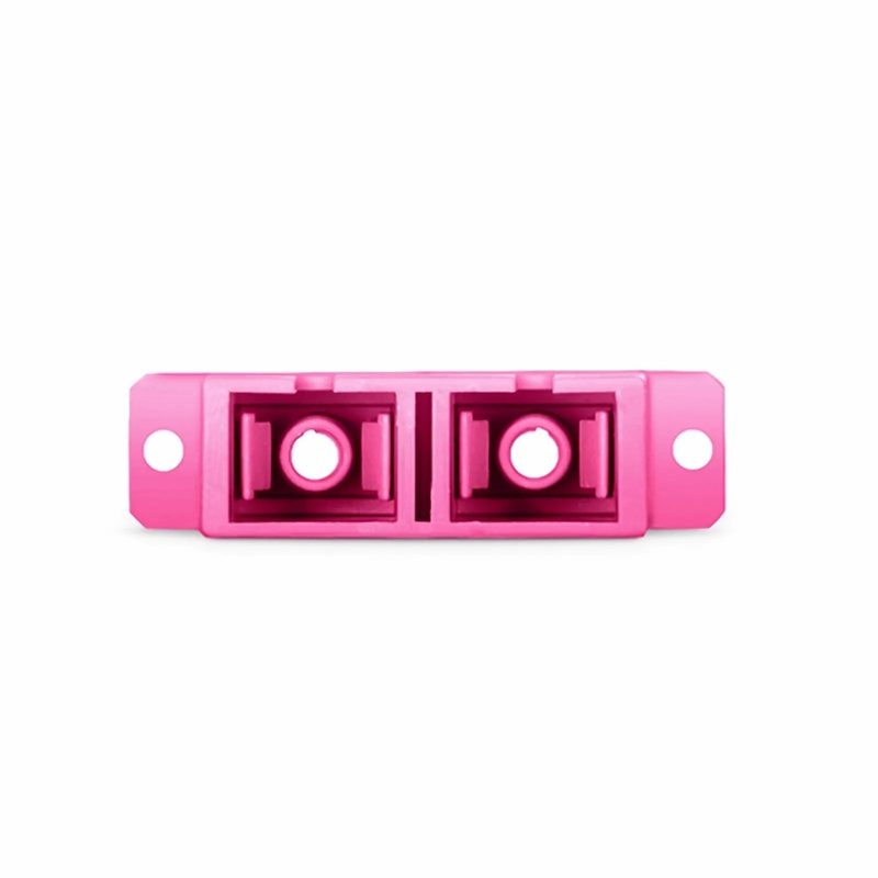 FyberOptix SC/UPC to SC/UPC Duplex OM4 Multimode Plastic Fiber Optic Adapter/Coupler with Flange, Violet