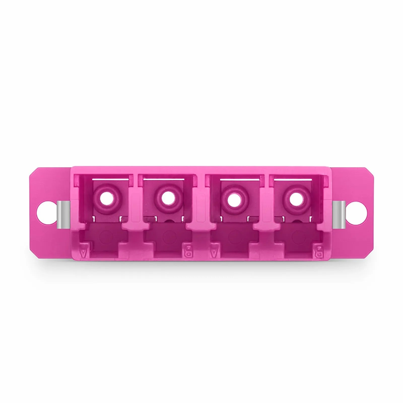 FyberOptix LC/UPC to LC/UPC Quad OM4 Multimode Plastic Fiber Adapter/Coupler with Flange, Violet