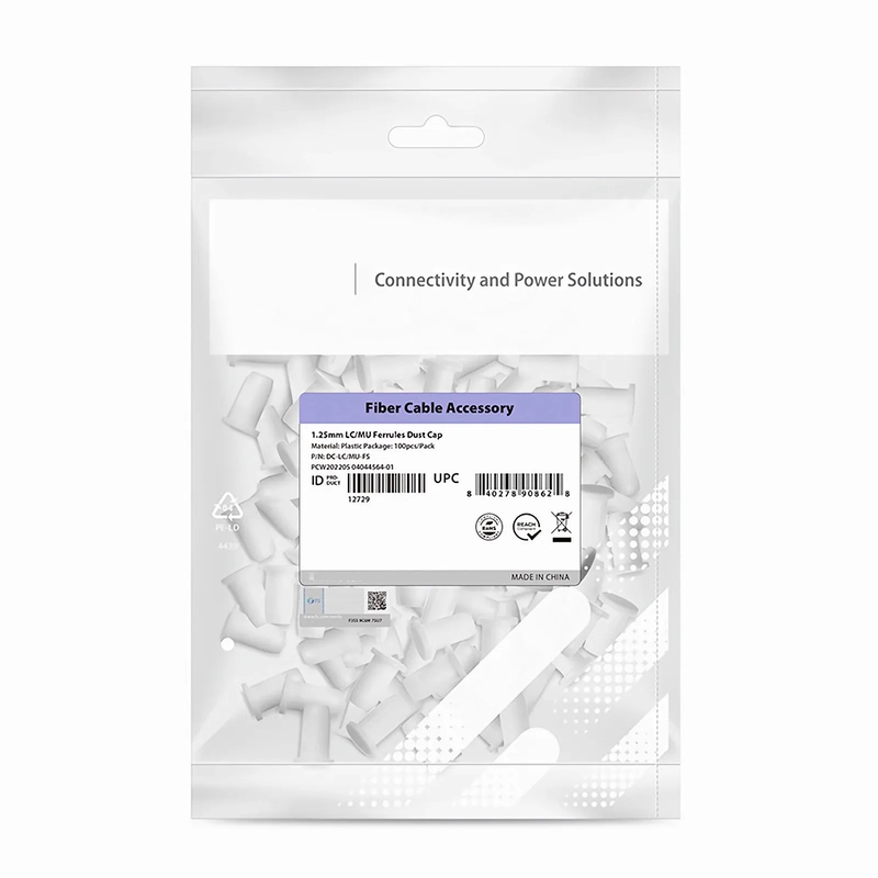FyberOptix Plastic Universal Dust Cap for 1.25mm Ferrules. It fits LC, MU.White Color,100 pcs/pack