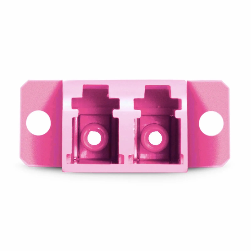 FyberOptix LC/UPC to LC/UPC Duplex OM4 Multimode SC Footprint Plastic Fiber Optic Adapter/Coupler with Flange, Violet