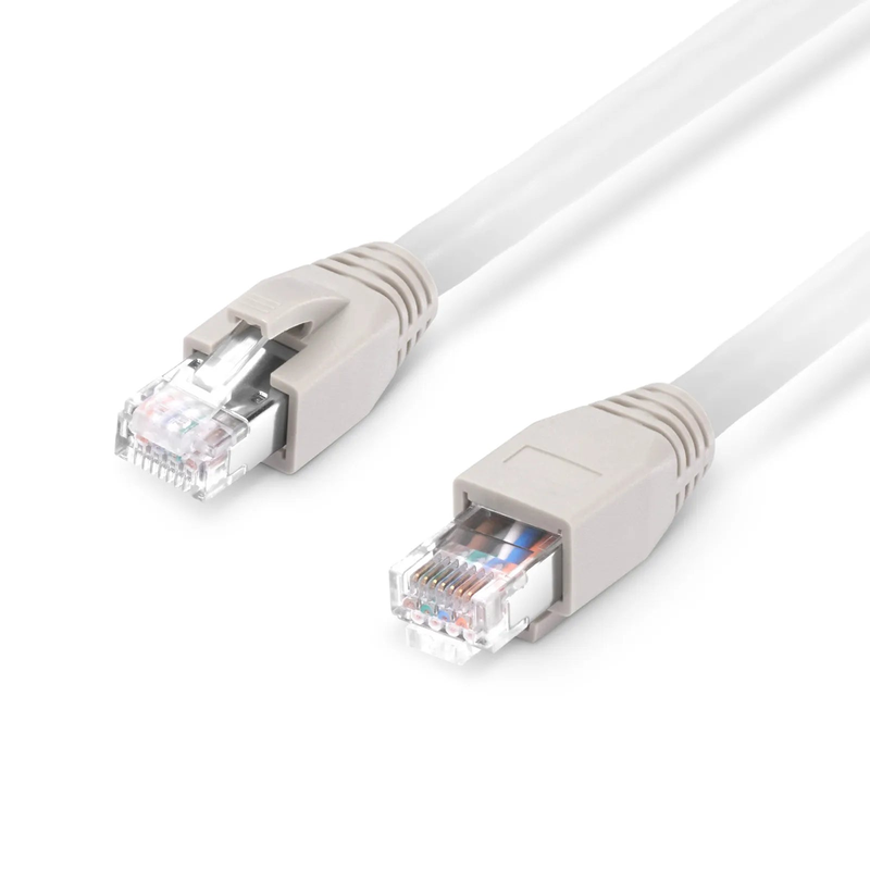 FyberOptix 5ft (1.5m) Cat8 24AWG Snagless Shielded (S/FTP) PVC CM Ethernet Network Patch Cable, PoE++, 40G, 2GHz, Off-White