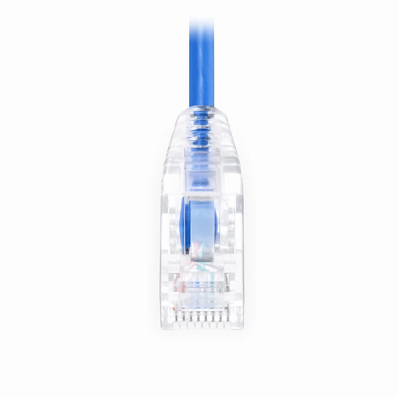 FyberOptix 20ft (6.1m) Cat6a 28AWG Snagless Unshielded (U/UTP) PVC CM Small Diameter High-Flex Ethernet Network Patch Cable, Blue