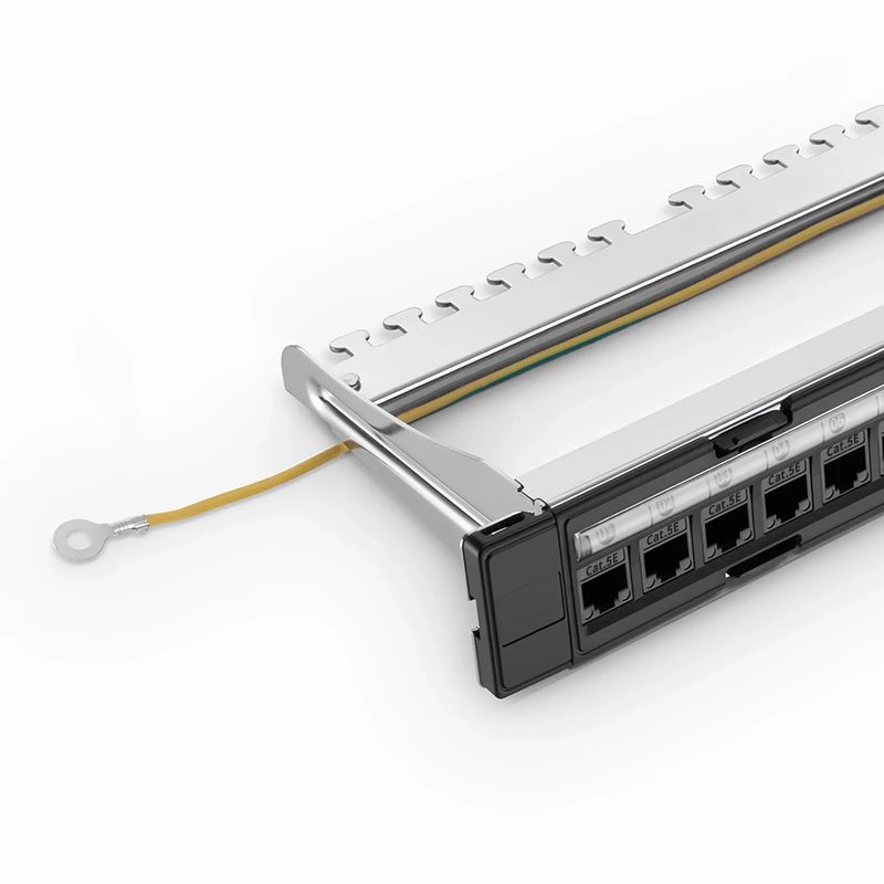 FyberOptix FDMP Cat5e 110-Style Unshielded Recessed Patch Panel, 24-Port, 1RU, Cable Management Bar Included