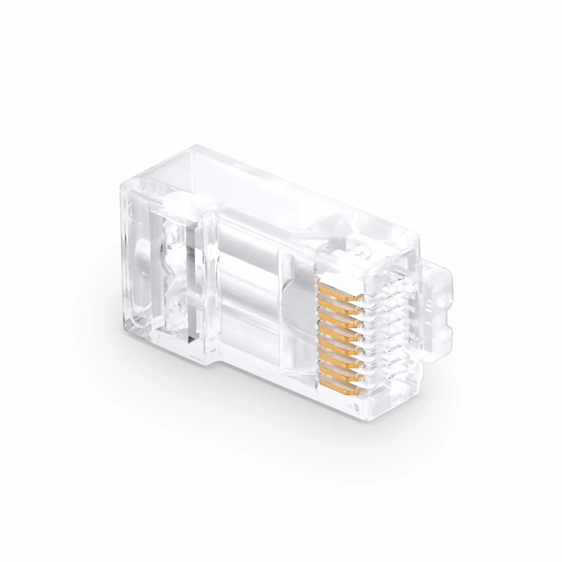 FyberOptix Cat6 RJ45 Pass Through Modular Plugs, Unshielded Network Connectors for 24AWG Twisted Pair Solid or Stranded Cable (50/Pack)