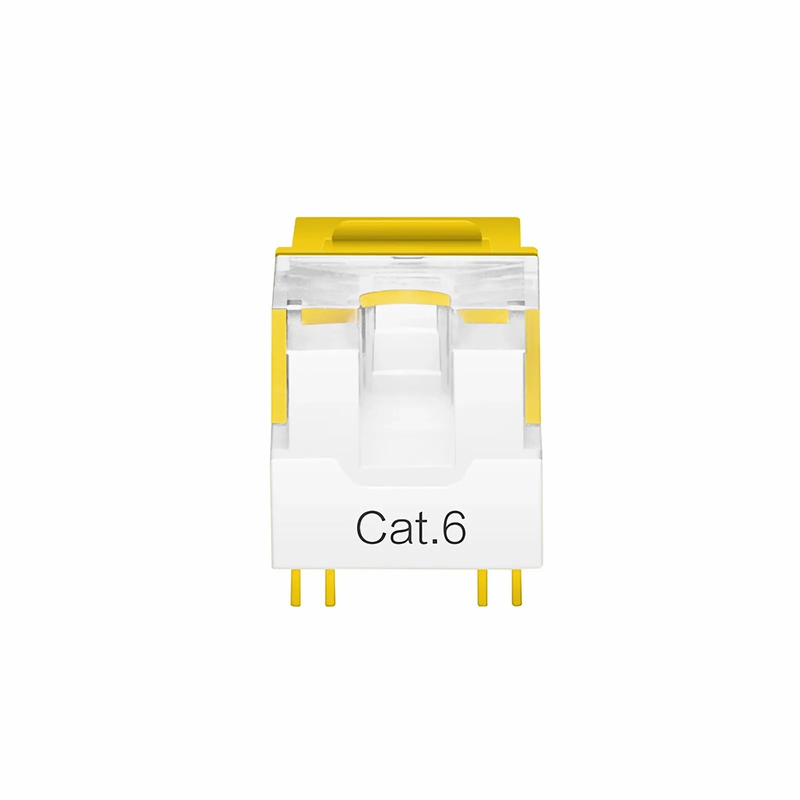 FyberOptix Cat6 RJ45 (8P8C) Unshielded Punch Down Keystone Jack Module, Yellow, 12Pcs/Pack