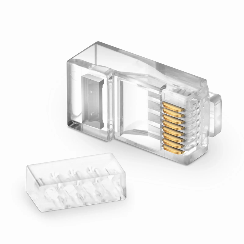 FyberOptix Cat6 RJ45 Standard Modular Plugs (Two-Piece Suit), Unshielded Network Connectors for 23~24AWG Twisted Pair Solid or Stranded Cable (50/Pack)