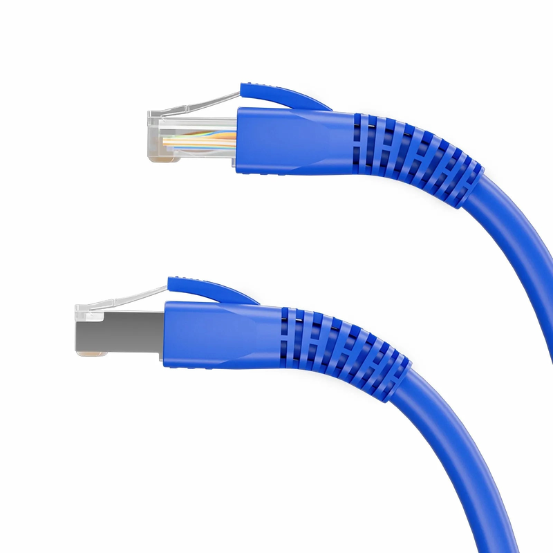FyberOptix DIY RJ45 Strain Relief Boots, 5.5-7.5 mm OD for Cat5e/Cat6/Cat6a/Cat7/Cat8 Ethernet Cables, Blue, 50PCS/Pack