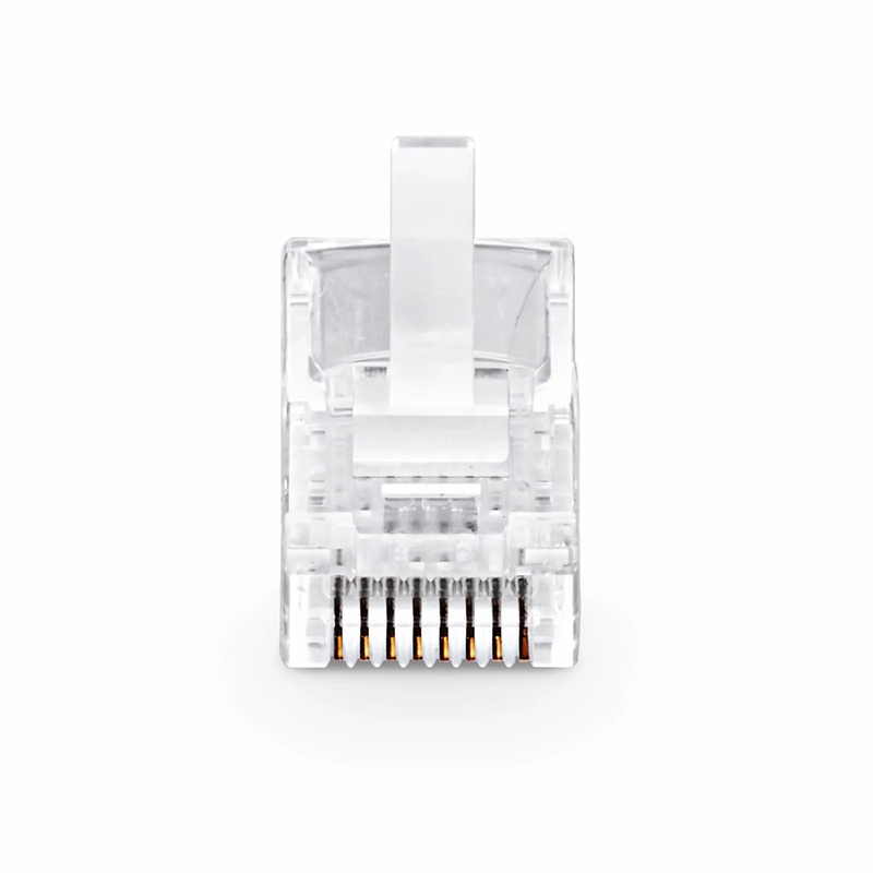 FyberOptix Cat5e RJ45 Pass Through Modular Plugs, Unshielded Network Connectors for 24AWG Twisted Pair Solid or Stranded Cable (50/Pack)