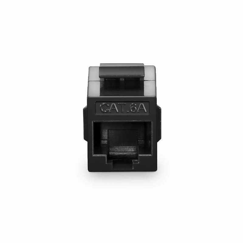 FyberOptix Cat6a Keystone RJ45 Coupler, Unshielded, Female to Female Insert Inline Coupler - Black (12pcs/pack)