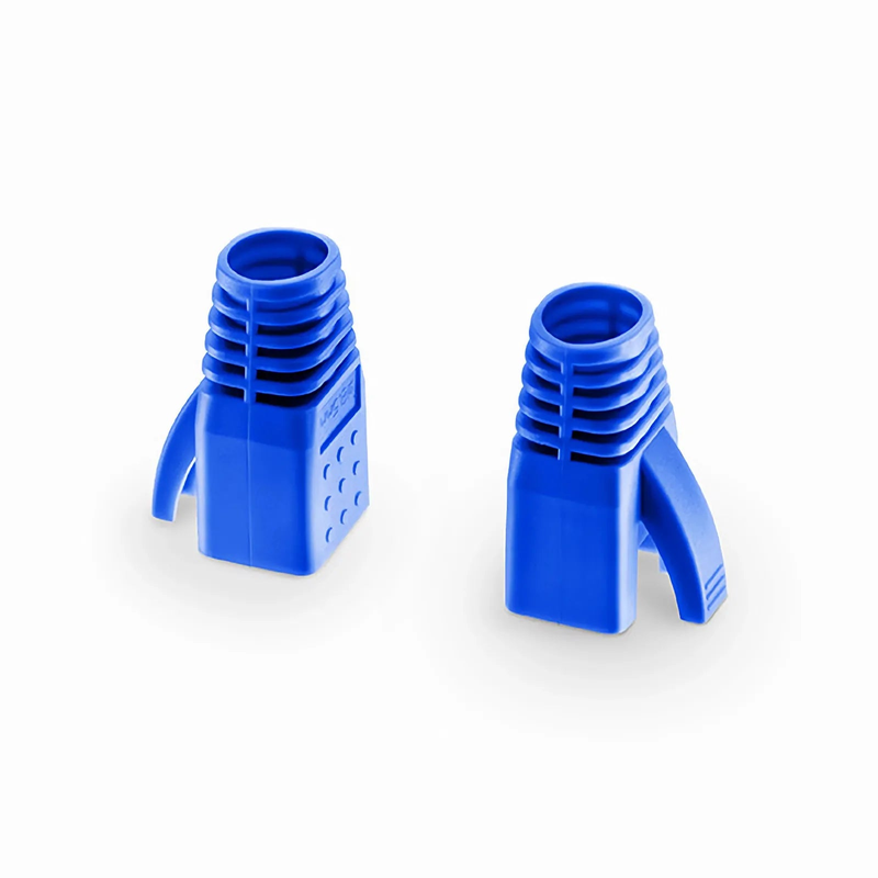 FyberOptix Cat6a RJ45 Strain Relief Boots, 7.5mm OD for Cat6a UTP 23AWG Ethernet Cables, Blue, 50PCS/Pack