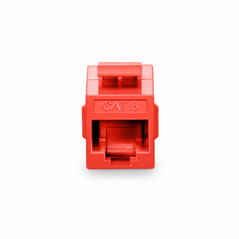 FyberOptix Cat6 Keystone RJ45 Coupler, Unshielded, Female to Female Insert Inline Coupler - Red (12pcs/Pack)